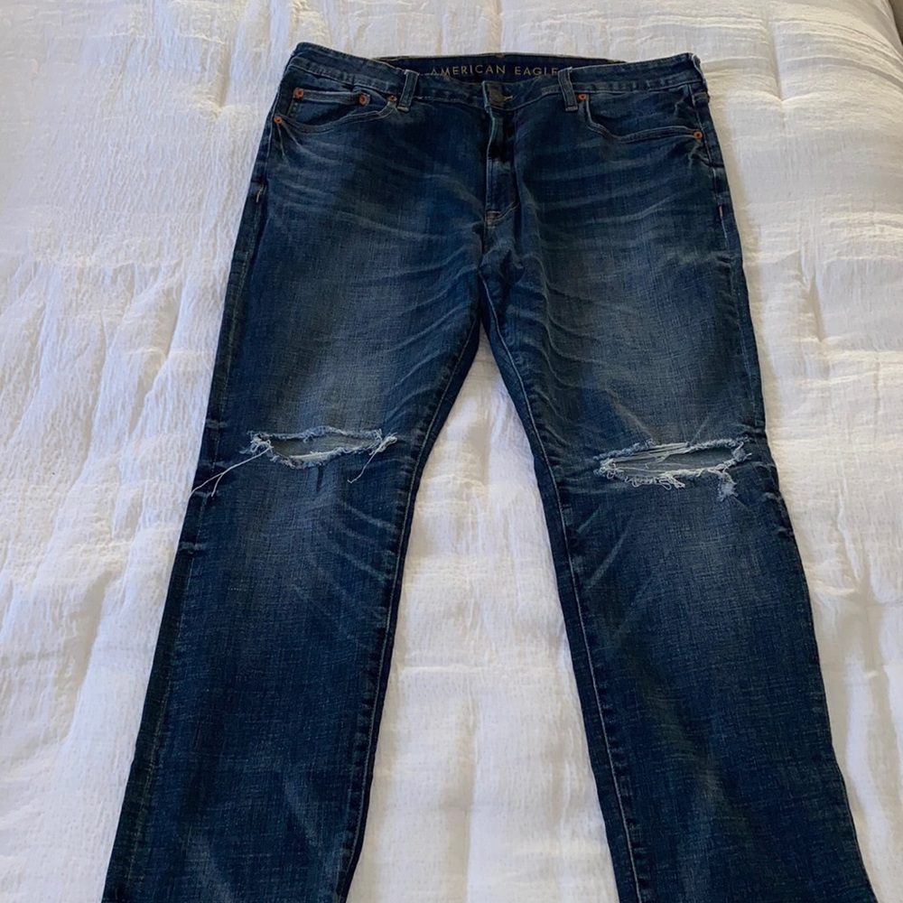 Mens AE distressed skinny jean